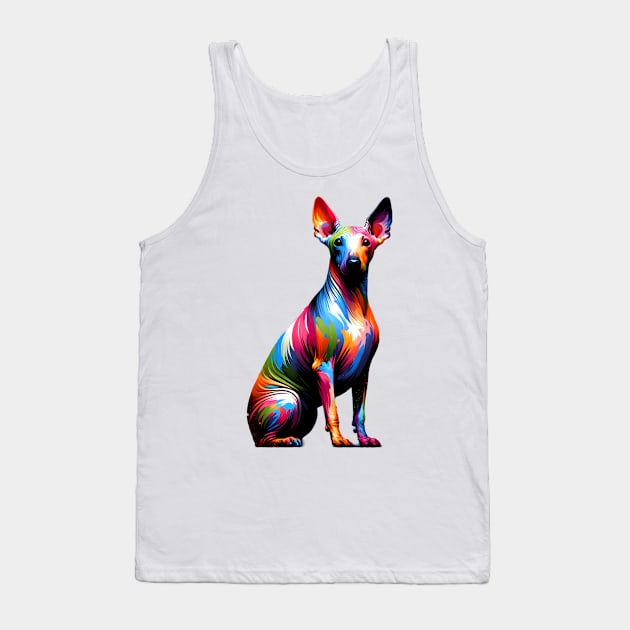 Bright American Hairless Terrier in Splash Paint Style Tank Top by ArtRUs